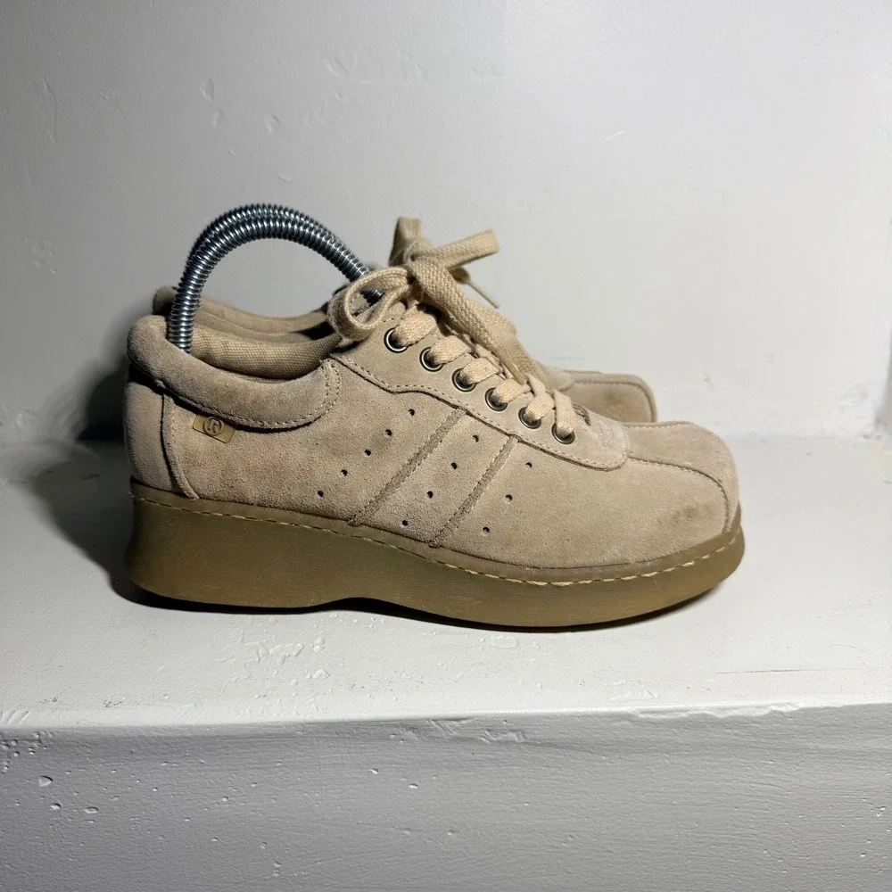 Y2K Report Shoes Sneaker Platform Tan Suede Women Size 7
